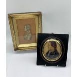 Two Late 18th Century Wax miniatures of gentlemen.