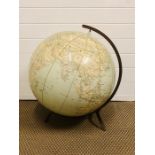 An inflatable "Hammond's International Globe" on brass stand - circa 1950's with original leaflet