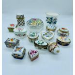 A selection of 15 china pill boxes with various makers marks