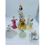 A selection of eight Coalport figures