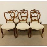 Set of six Victorian mahogany dining chairs with open scrolled bar splat backs