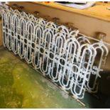 White painted Victorian cast iron railings in four separate sections ( 188cm, 153cm, 310cm, 124cm)