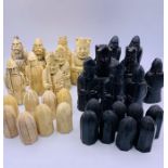 A Medieval themed chess set.