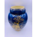 Carlton Ware blue grounds Chinese themed vase