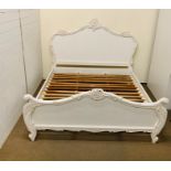 A white chateau carved rococo style 6ft bed frame