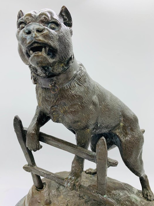 A Charles Valton Bronze of a dog in a country scene on a plinth. - Image 2 of 3