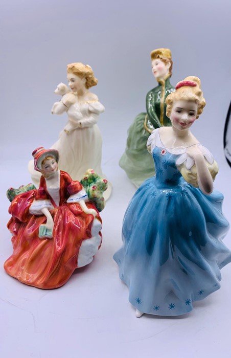 Four Royal Doulton figurines Enchantment, Lambing Time, Lydia & Grace