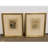 A pair of framed original etchings by Pierre Auguste Renoir "Sur La Plaque a Berneval 1892 and Le
