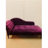 A George Smith style purple button back chaise longue