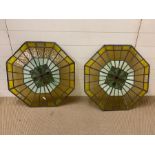 Pair of octangular stained glass windows