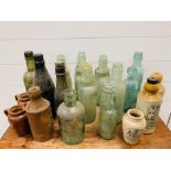 A collection of glass Soda and Beer Codd bottles, Reading and Windsor area.