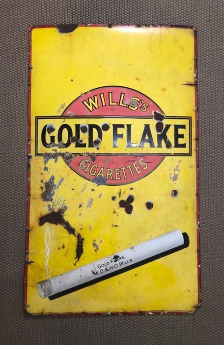 A large enamel advertising sign for Will's Gold flake (91cm x 152cm)