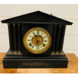 Ansonia iron Mantel Clock made in New York State with detailed column sides