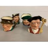 Four Royal Doulton Toby jugs, Toby Philpots, Robin Hood, Goidels and Paddy