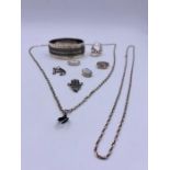 A selection of silver jewellery
