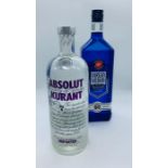 A bottle of Virgin vodka 1litre and a bottle of Absolut Kurant vodka 1litre