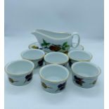 Six Royal Worcester ramekins and gravy boat