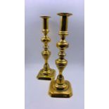 Pair of late Victorian brass candlesticks