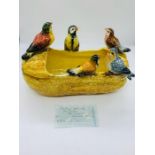 A Delphin Massier, Vallauris, France, Marrow and Bird themed Majolica Jardinere AF (H18cm)