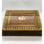 A wooden writing slope with decorative brass inlay AF