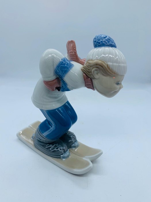 Lladro figure of a child on skis