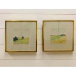 Two Coloured Drawings by Tony Yates, Blickling/Norfolk and The View from Billingford Mill/Suffolk