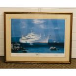 A framed Limited Edition print of 'Canberra' signed by the artist Colin Verity and Captain David