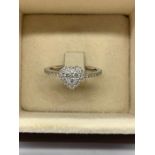 A Heart Shaped diamond ring on a white gold band 0.34ct. Size K