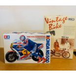 Two model motorbike kits by Riko and Tamiya