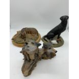 Three animal porcelain figures by Border Fine Arts, Franklin and Worldwide Ltd.