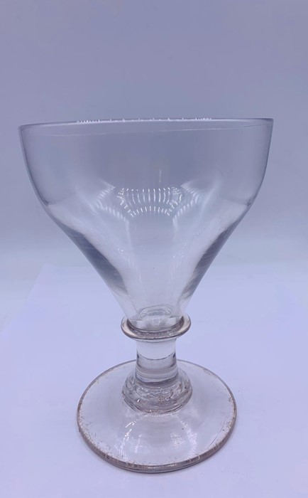 A Rummer with a round funnel bowl, blade knop collar on a plain stem