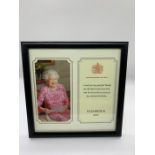 A framed Thank You card from the Queen 2016