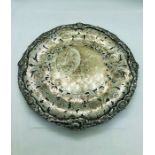 A silver platter with foliate design by G & Co Ltd Sheffield 1967 (1045g)