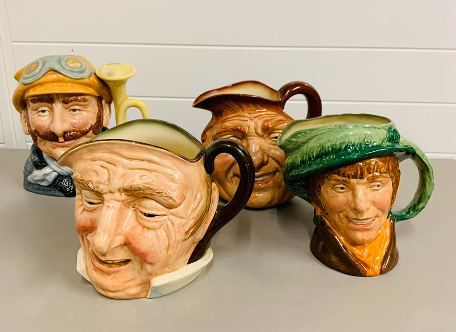 Four large Royal Doulton Toby jugs, Farmer John, John Barleycorn Old Lane, Arriet and Veteran