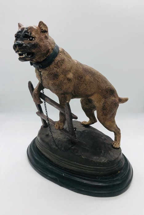 An impressive cold painted bronze figure of a dog signed. - Image 3 of 3