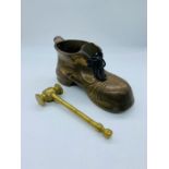 A Brass gavel and shoe