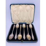 A Boxed set of silver spoons, Birmingham 1937 makers mark RR