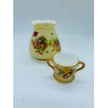 Royal Worcester two handled love cup and a vase