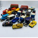 A section of Diecast cars, buses and vans