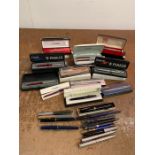 A large selection of Parker pens