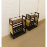 A pair of hallway shoe racks with cane detailing , can be used separately or stacked