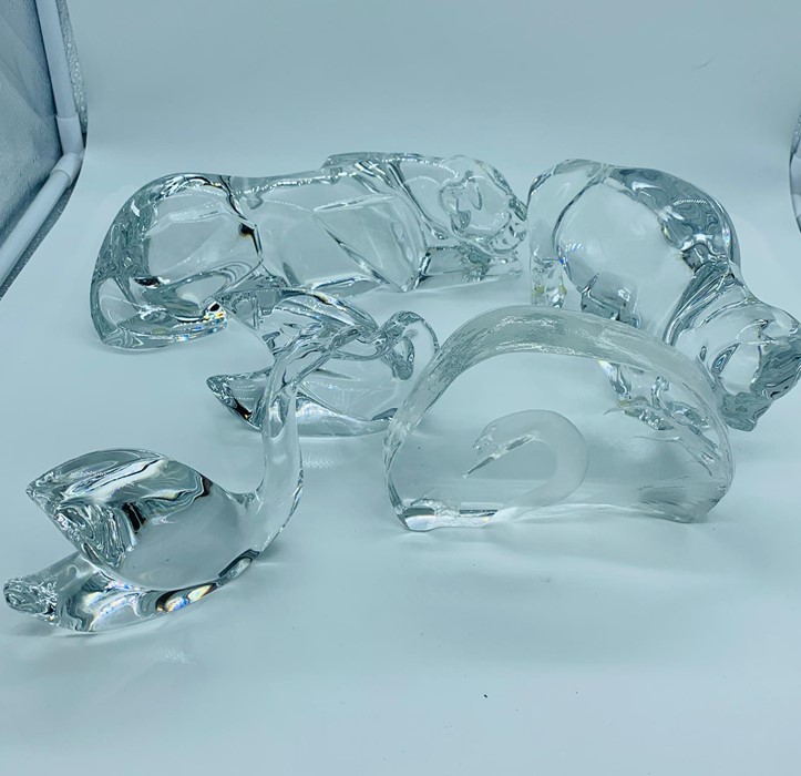A collection of five Baccarat crystal animals to include a signed swan paperweight - Image 2 of 3