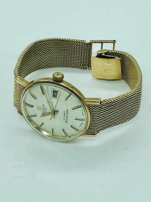 A Gents Tissot watch on a 9ct gold strap, watch not working - Image 2 of 8