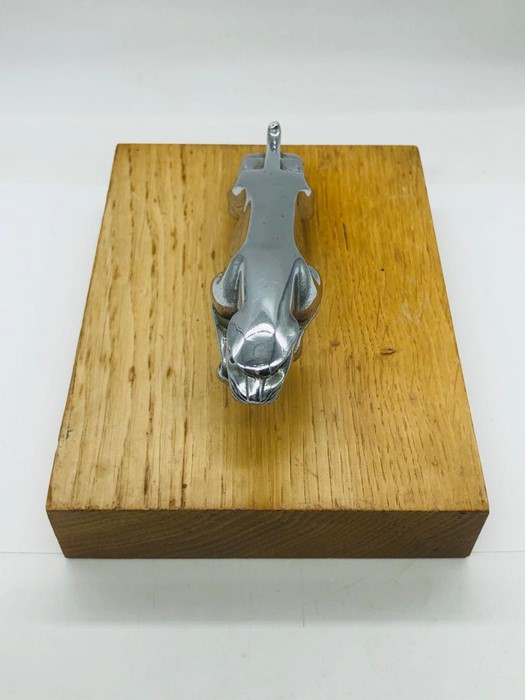 A Jaguar Chrome figure on a wooden stand. - Image 2 of 2