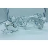 A collection of five Baccarat crystal animals to include a signed swan paperweight