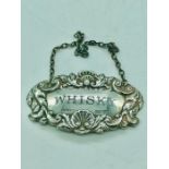 A Hallmarked silver Whisky decanter label