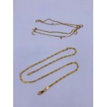 Two yellow gold chains marked 750 (13.48g)