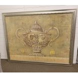 A large framed print of a classical urn by Jacques Lamy