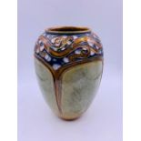 Lambeth Doulton stoneware vase with a curious misspelt back stamp 8528JMWS