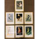 A selection of eight Schweppes advertising posters in gilt frames